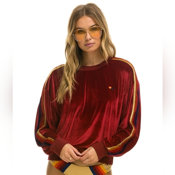 Aviator Nation Red Velvet Relaxed Sweatshirt - Picture 1 of 11